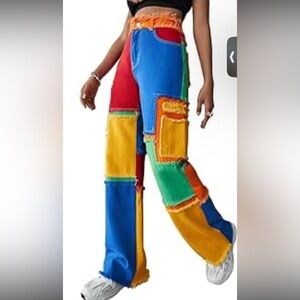Colorful Patchwork Cargo Pants